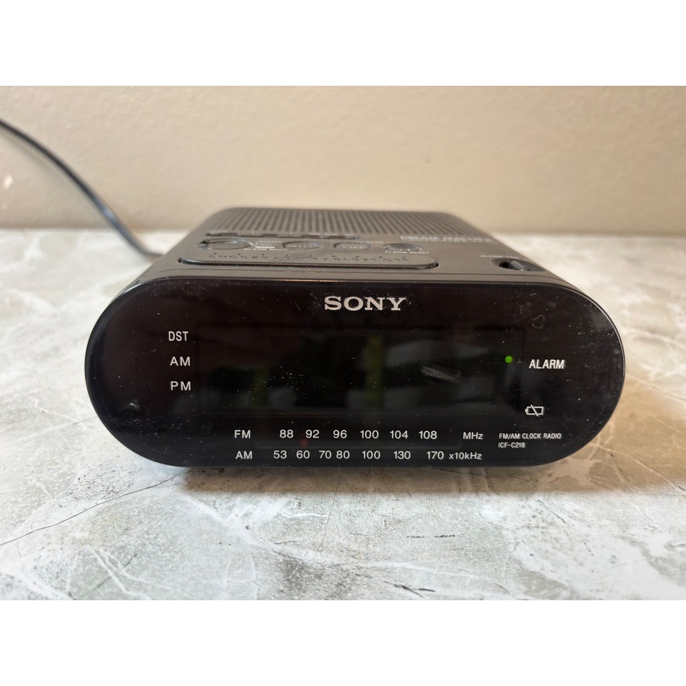 Sony Dream Machine AM/FM Alarm Clock Radio‎ Auto Time Set Black ICF-C218